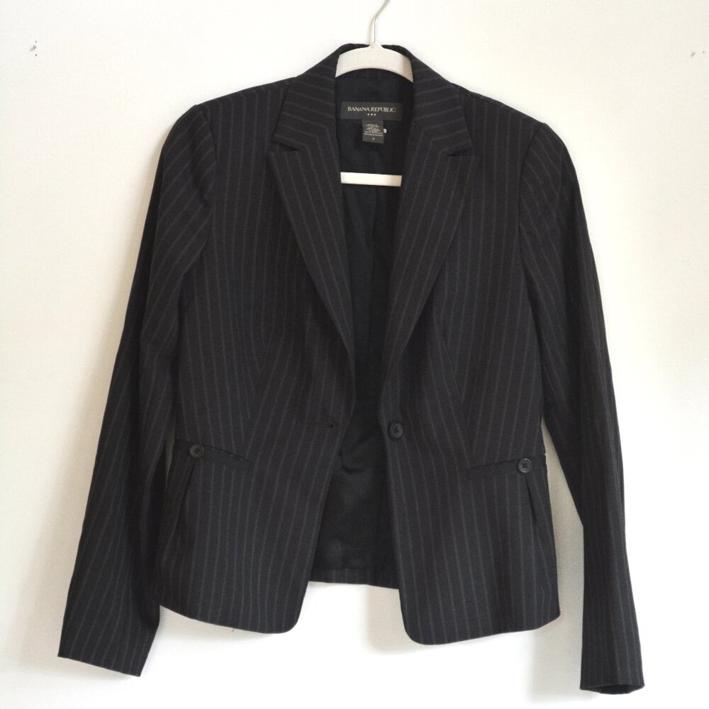 Banana Republic Women's Black Pinstripe Blazer
